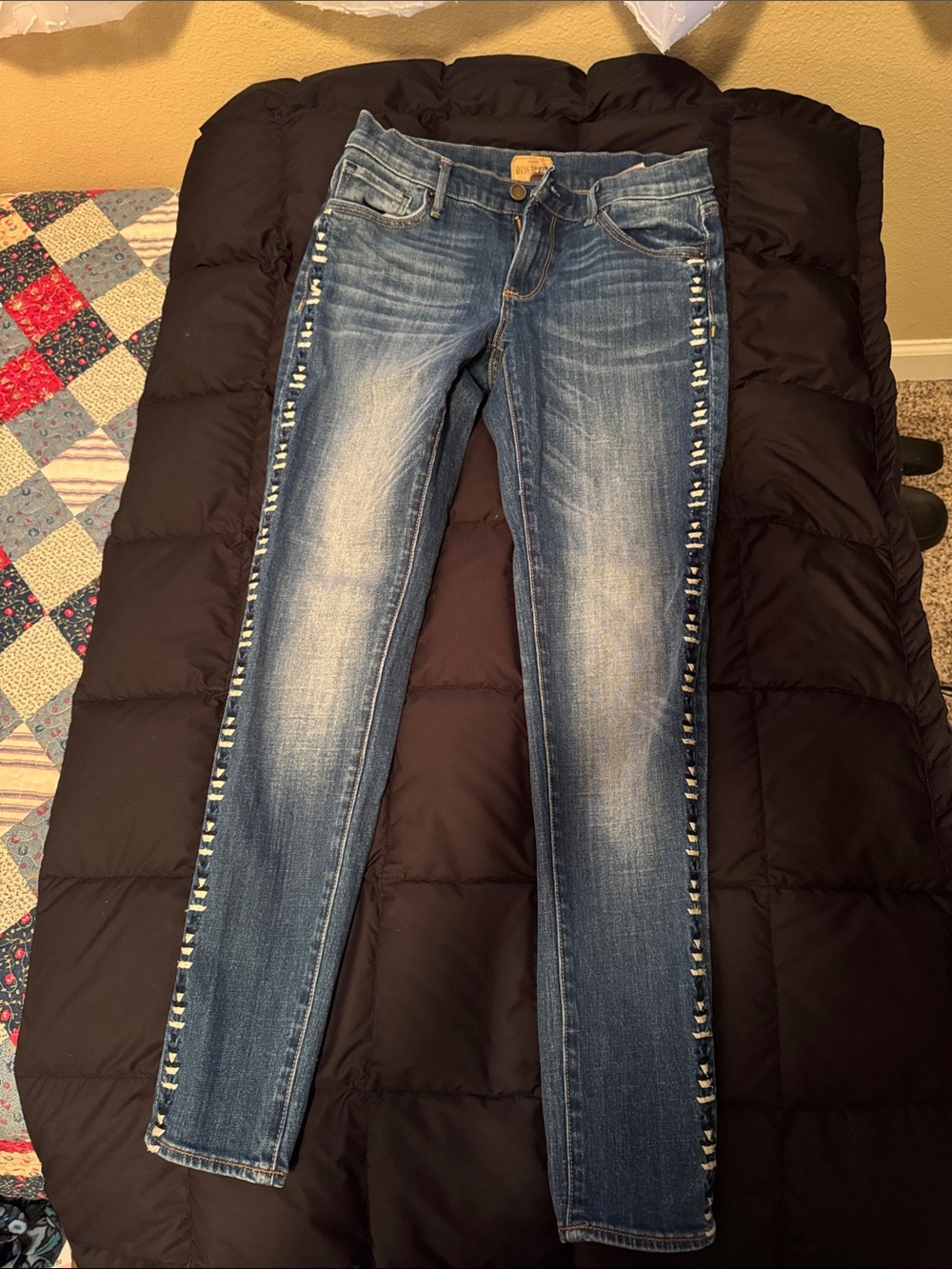 DRIFTWOOD Faded Blue Skinny Jeans with Side embroidered Trim